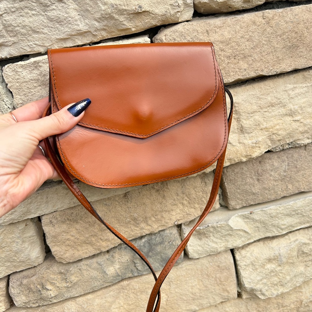 Fabian Made in Italy Leather Crossbody Bag Cognac Brown